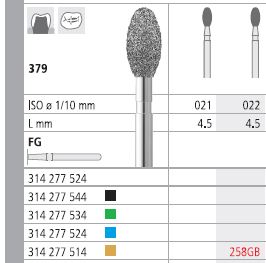 INTENSIV DIAMOND BUR 258G GOLD (379-022) FG/6