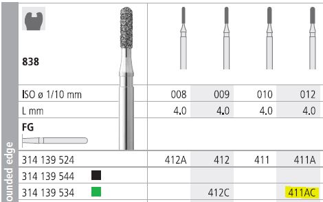 INTENSIV DIAMOND BUR 411A CRSE (838-012) FG/6