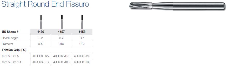 1157-5 FG JET CARBIDE STR FISS DOME PKT5