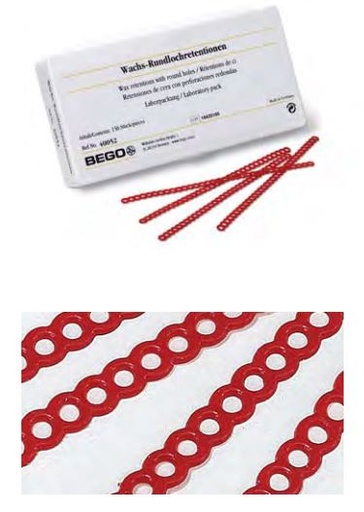 [BE40052] WAX RETENTIONS W RND HOLES LAB PACK/150