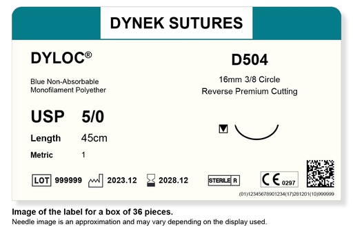 [DYD50436] DYLOC SUTURE 5/0 16MM3/8RC 45CM/36