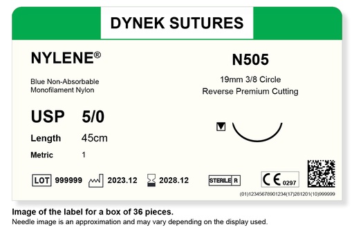 [DYN50536] NYLENE 5/0 19MM, 3/8RC 45CM /36