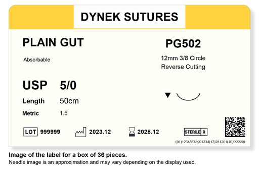 [DYPG50236] PLAIN GUT SUTURE 5/0 12MM, 3/8RC 50CM /36