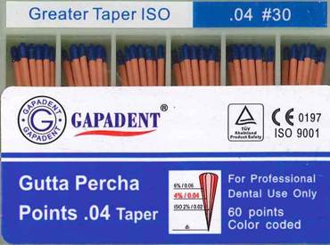 [GAGPT30] GUTTA PERCHA POINTS .04 TAPER 30 BOX/60