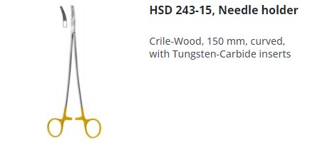 [HMHSD24315] NEEDLE HOLDER CURVED TC CRILE WOOD 150MM