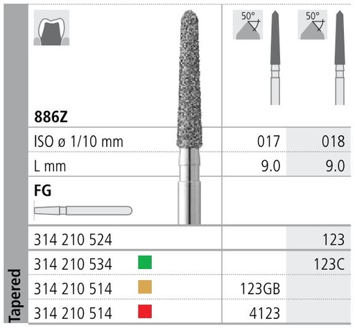 [IT123CF] INTENSIV DIAMOND BUR 123 CRSE (886Z-018) FG/6