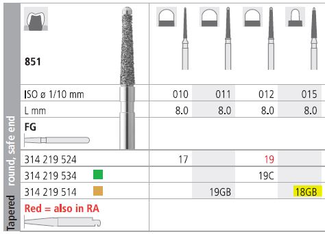 [IT18GF] INTENSIV DIAMOND BUR 18 GOLD (851-015) FG/6