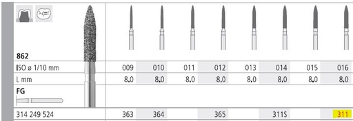 [IT311R] INTENSIV DIAMOND BUR 311 STD (862-016) RA/6