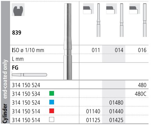 [IT480CF] INTENSIV DIAMOND BUR 480C CRSE (839-016) FG/6