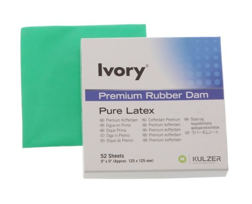 [IV66094059]  IVORY RUBBER DAM GREEN MED 5X5 PKT 52