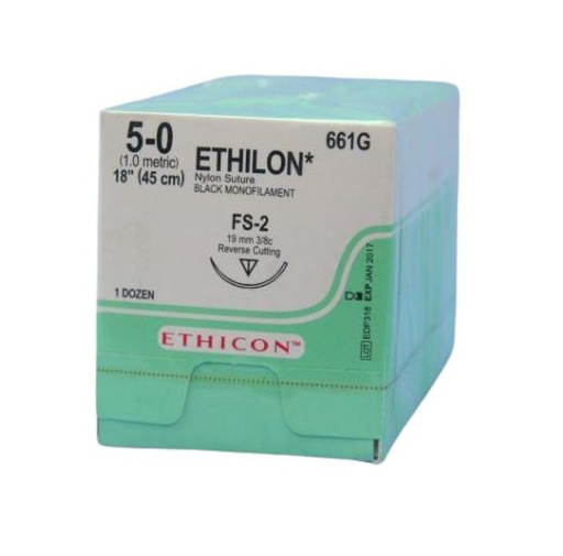 [JM661G] ETHILON SUTURE 5/0 19MM RC/12