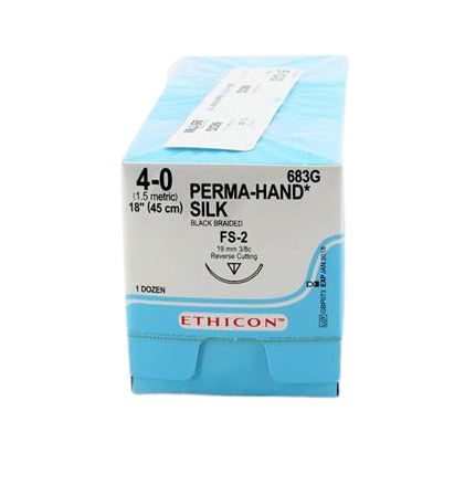 [JM683G] SILK SUTURE 4/0 19MM 3/8 RC NEEDLE/12