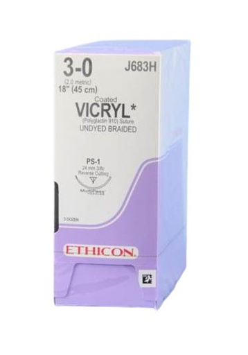 [JMJ683H] SUTURE VICRYL 3/0 24MM PS-1 RC 45CM/36