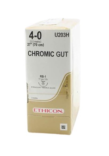 [JMU203H] SUTURE CHROMIC GUT 4/0 17MM TP/36