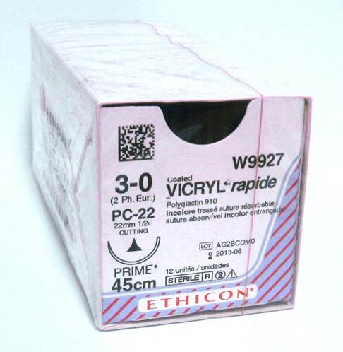 [JMW9927] SUTURE VICRYL RAPIDE 3/0 22MM CCPRIME/12