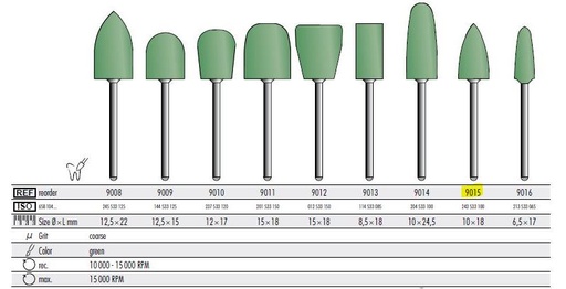 [KE9015006] ACRYLIC POLISHER MED GREEN POINT /6