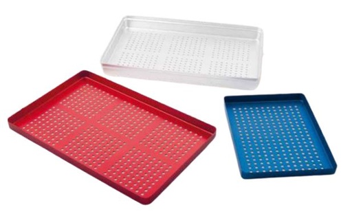 [LAQ32BL] ALUMINIUM TRAY PERF BLUE 28.5 X 18.5CM