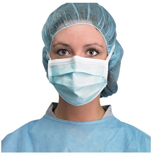 [MUMASK305] ORAMASKS LEVEL 2 TIE ON  FACE MASK BLUE BOX PKT 50