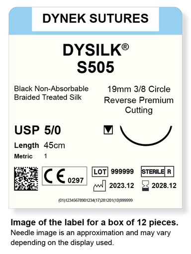 [DYS50512] SILK SUTURE 5/0 19MM 3/8RC 45CM /12