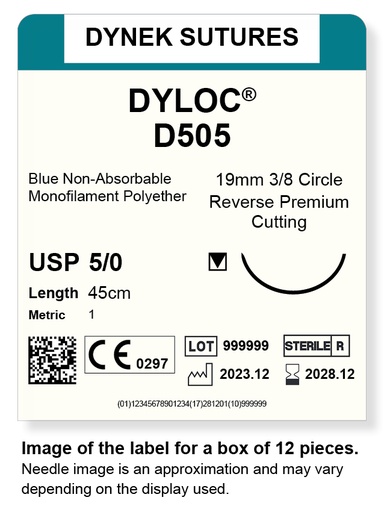 [DYD50512] DYLOC SUTURE 5/0 19MM 3/8RC 45CM/12
