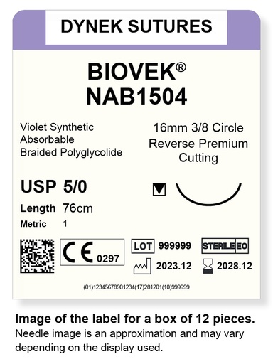 [DYNAB150412] Biovek suture 5/0 16mm 3/8RC 76cm/12