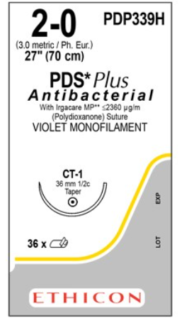 [JMPDP339H] PDS*II MONOFILAMENT PLUS SUTURE 2/0 36MM 1/2 CT-1/36