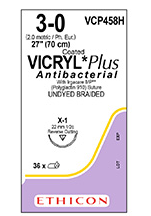 [JMVCP458H] SUTURE VICRYL PLUS 3/0 1/2 CIRC RC 70CM UN/36